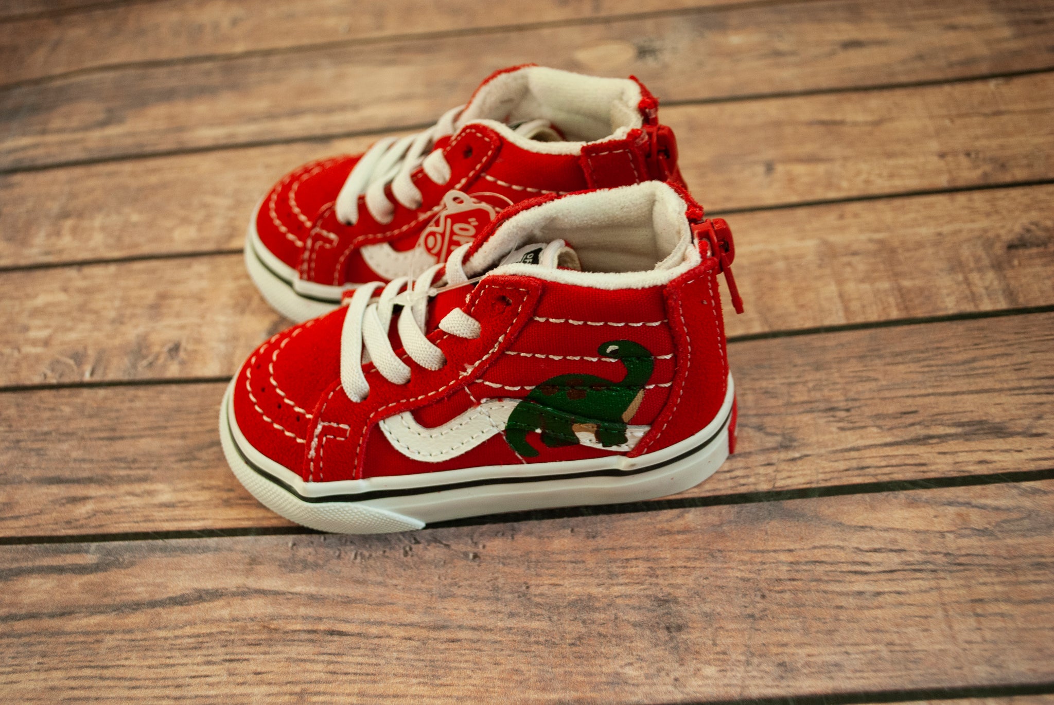 Dinosaur High Top Old School Kids Vans With love Paint