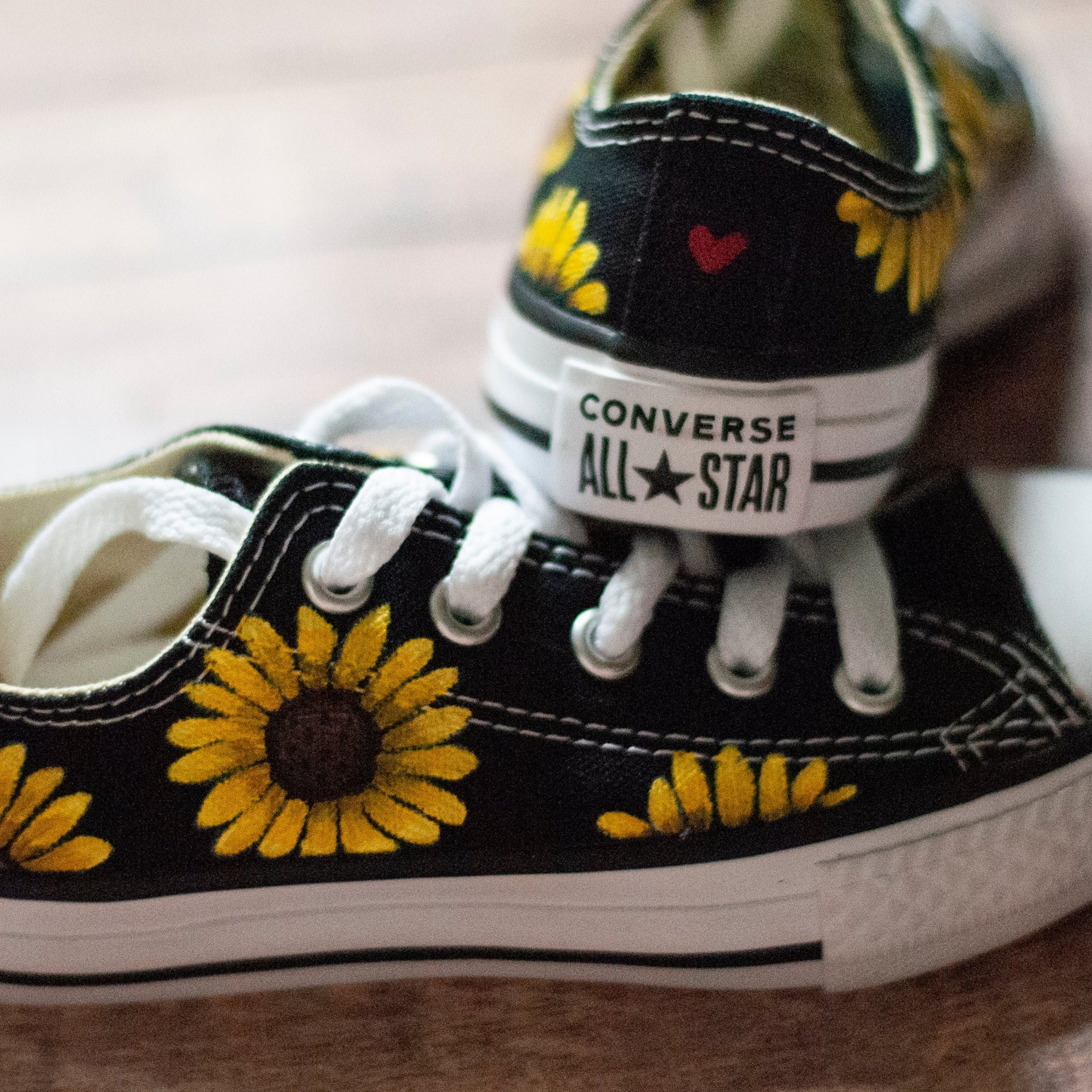 Sunflower Low Top Converse  Custom Sunflower Converse – With love, Paint