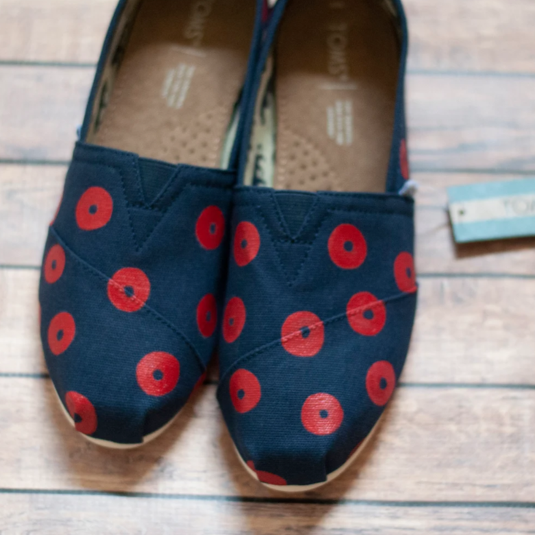 Hand Painted Red Donut Toms