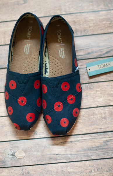 Hand Painted Red Donut Toms