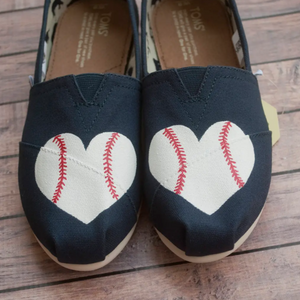 Baseball Heart Toms || Custom Hand Painted Baseball Toms