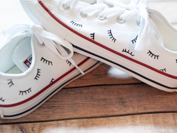White Lash Converse || Hand Painted Converse