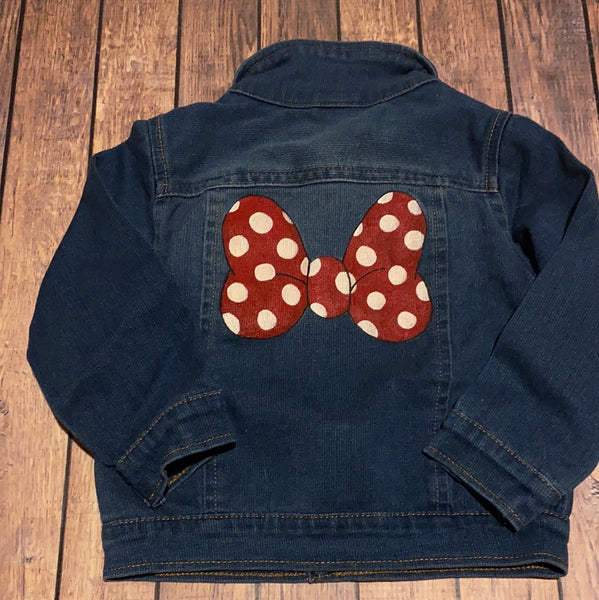 Ready to Ship | polka dot bow jean jacket size - 12m