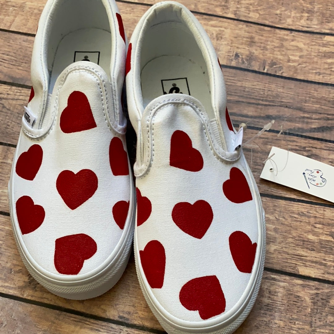 Ready To Ship | Heart Slip On Vans Youth Size 3