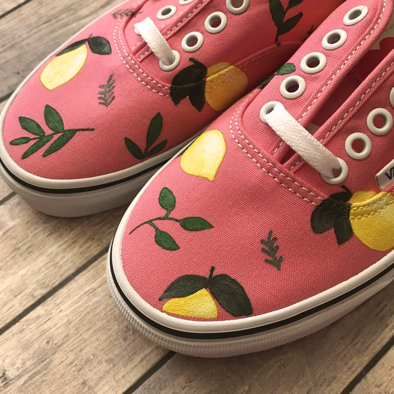 Lemon Drop Hand Painted Vans